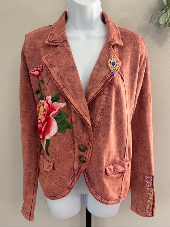 Aratta Silent Journey Jackets & Blazers - NWOT Aratta Silent Journey- Marion Mineral Wash Colonel Jacket with Embroidery